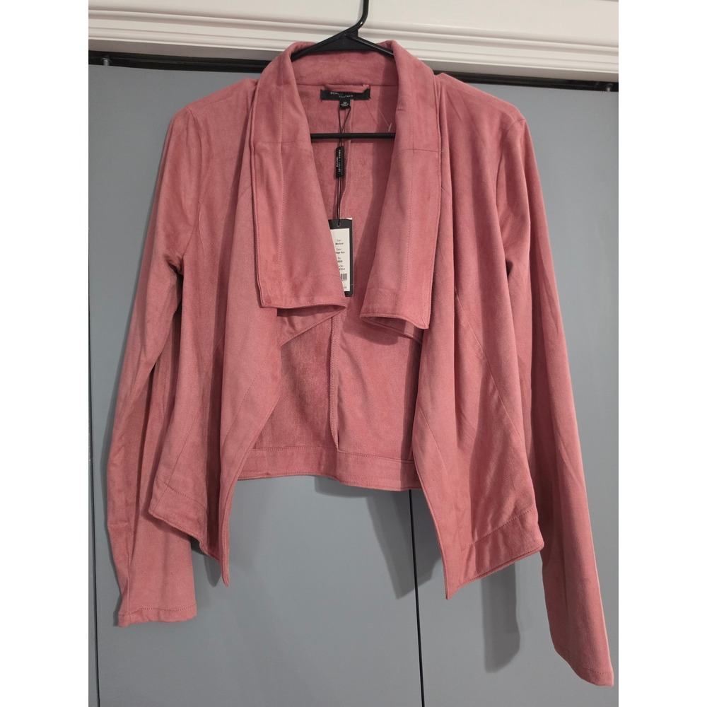 Romeo + Juliet Couture Jacket Womens M Pink NEW Faux Suede Draped Open Front